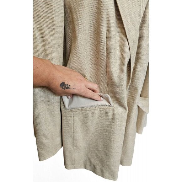 Land's End women's tan wool silk & linen women's blazer jacket size 14 TALL - Picture 6 of 9